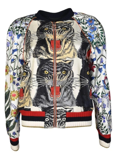 Shop Gucci Tiger Bomber Jacket In Multicolored