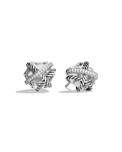 Shop David Yurman Cable Wrap Earrings In Crystal