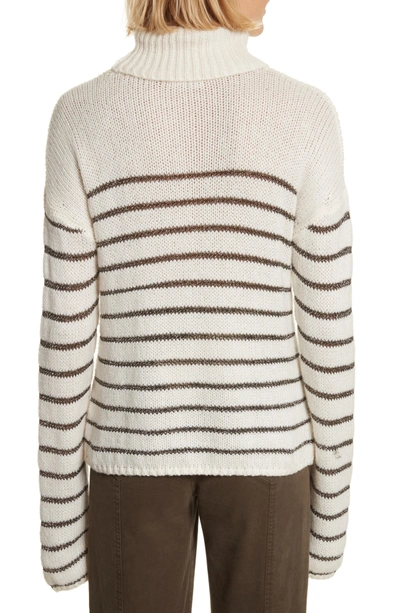 Shop A.l.c Elisa Metallic Stripe Turtleneck Sweater In White / Black