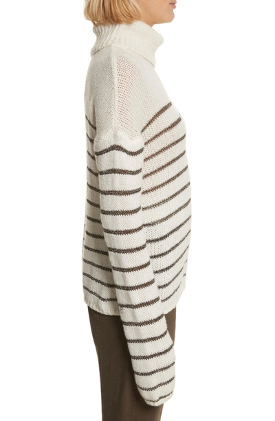 Shop A.l.c Elisa Metallic Stripe Turtleneck Sweater In White / Black