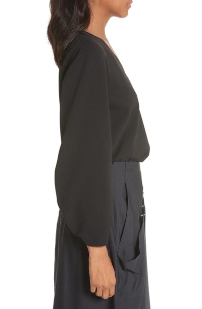 Shop Tibi Cinched Sleeve Top In Black