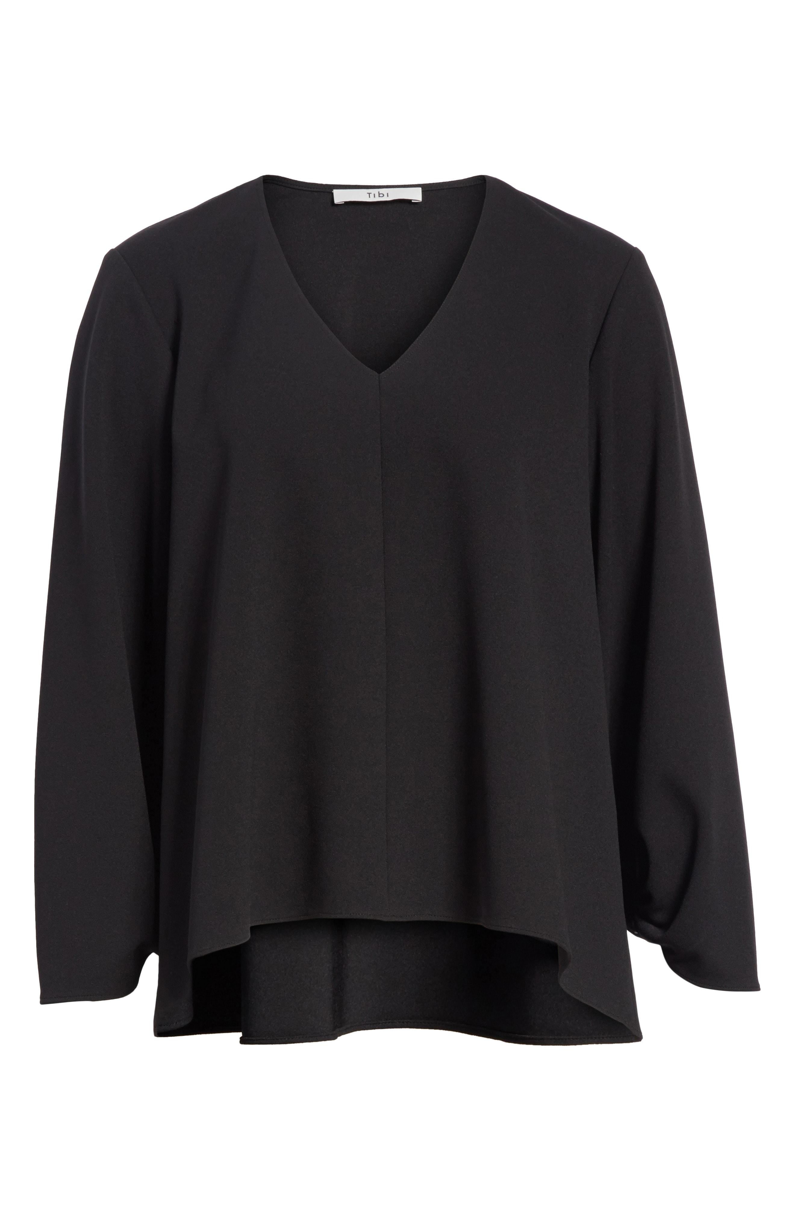 Tibi Cinched Sleeve Top In Black | ModeSens