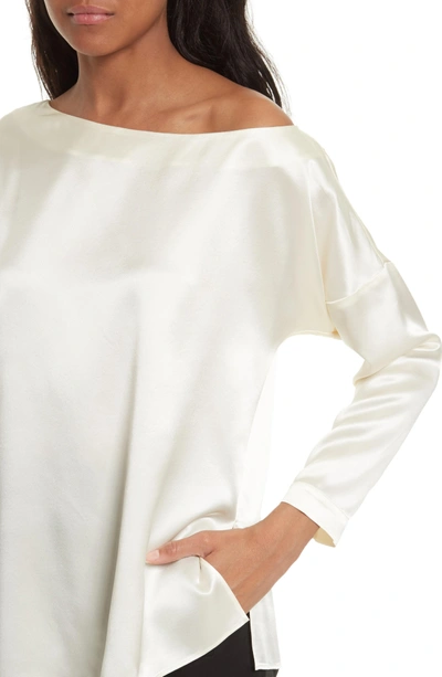 Shop Tibi One-shoulder Silk Top In Cream