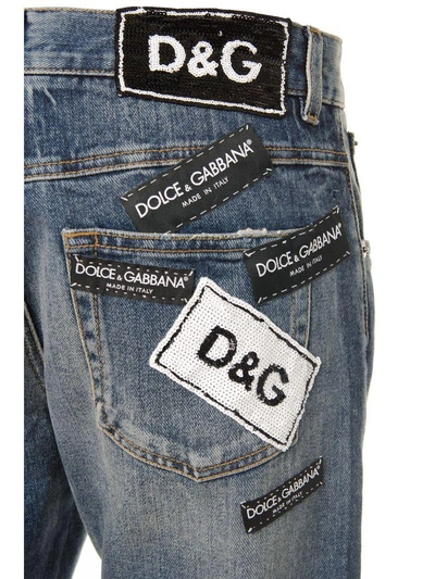 Shop Dolce & Gabbana Cotton Denim Jeans Con Patches