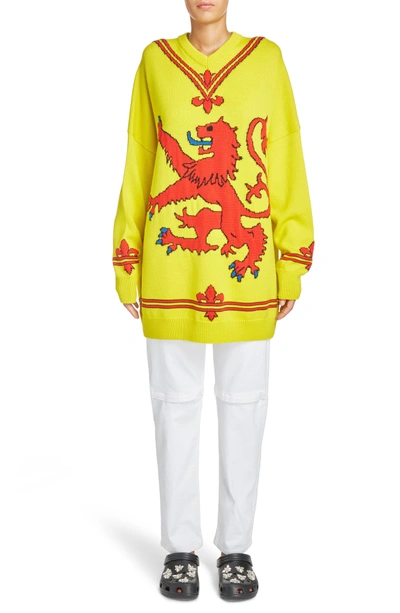 Shop Christopher Kane Lion Sweater In Yellow