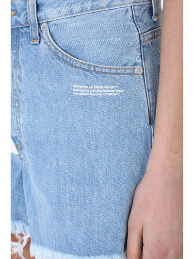 Shop Off-white Light Blue Five Pockets Shorts In Cyan