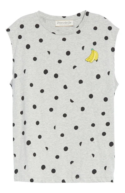 Shop Etre Cecile Banana Dot Boyfriend Tank In Grey Marl/ Black Dot
