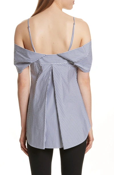 Shop Theory Hartman Stripe Cold Shoulder Top In Blue/ White