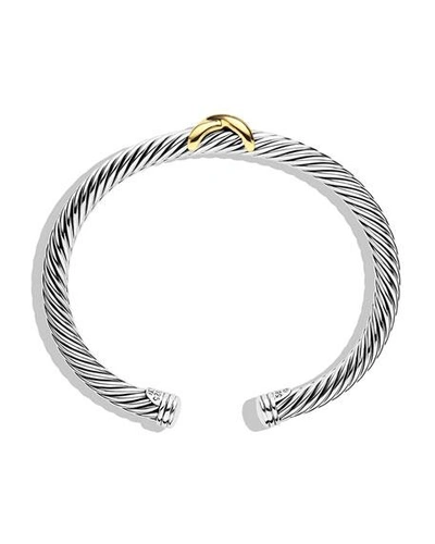 Shop David Yurman Cable Bracelet In Silver With 14k Gold, 5mm In Silver/gold
