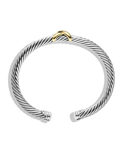 Shop David Yurman Cable Bracelet In Silver With 14k Gold, 5mm In Silver/gold
