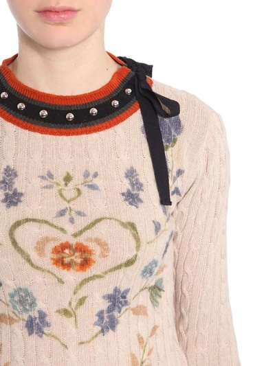 Shop Red Valentino Fraktur Printed Sweater In Beige