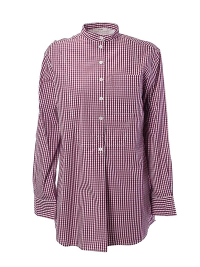 Shop Celine C Line Checkered Masculine Shirt In Bordeaux
