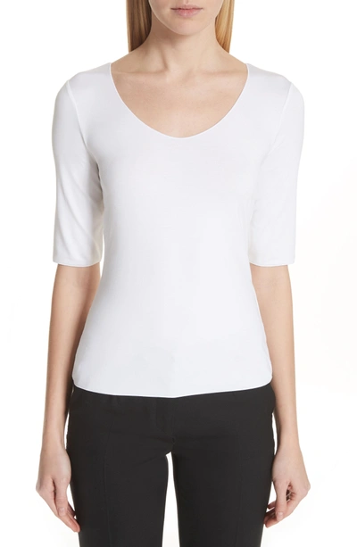 Shop Emporio Armani Stretch Knit Top In Optic White