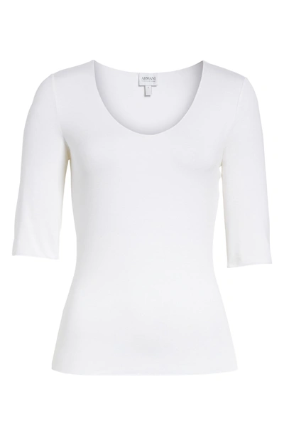 Shop Emporio Armani Stretch Knit Top In Optic White