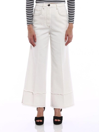 Shop Miu Miu Wide Leg Jeans In Avorio