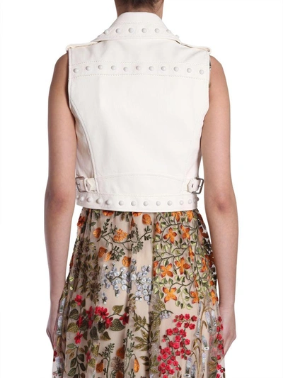 Shop Red Valentino Short Leather Vest In Bianco