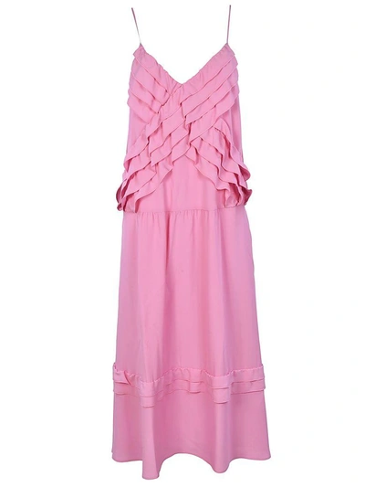 Shop N°21 Ruffled Pattern Long Dress In Rosa