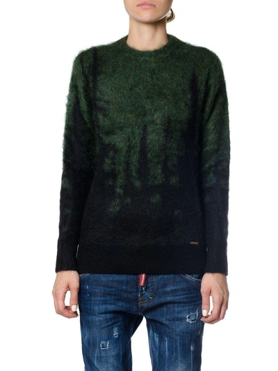 Shop Dsquared2 Wool-blend Gradient Effect Jumper In Green-black