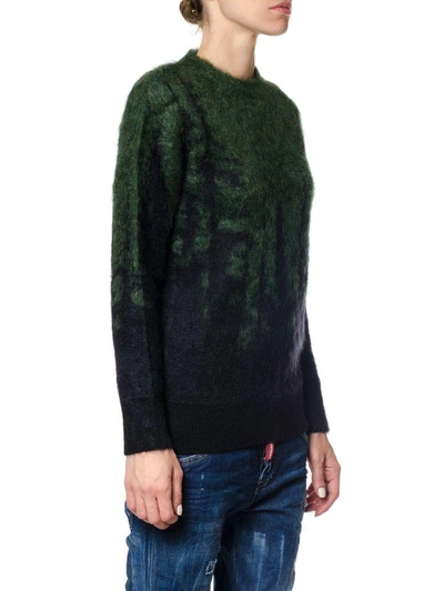 Shop Dsquared2 Wool-blend Gradient Effect Jumper In Green-black