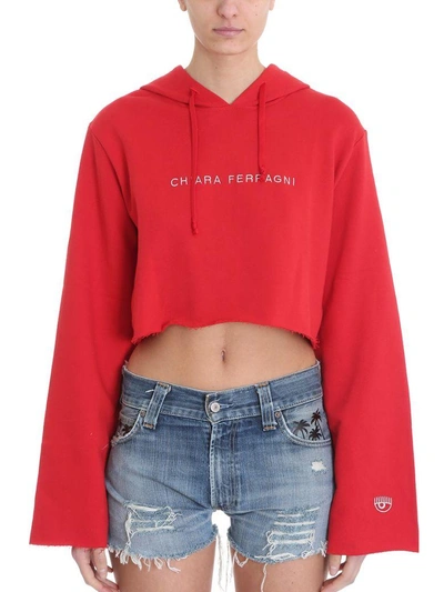 Shop Chiara Ferragni Hoodie Cropped Sweatshirt In Red