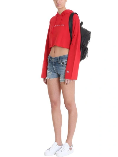 Shop Chiara Ferragni Hoodie Cropped Sweatshirt In Red