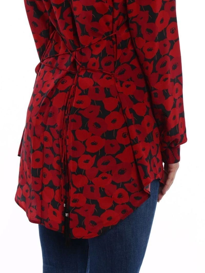 Shop Saint Laurent Poppy Print Shirt In Noir Rouge