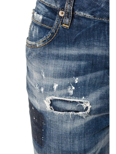 Shop Dsquared2 Stone Wash Denim Jeans With Patch