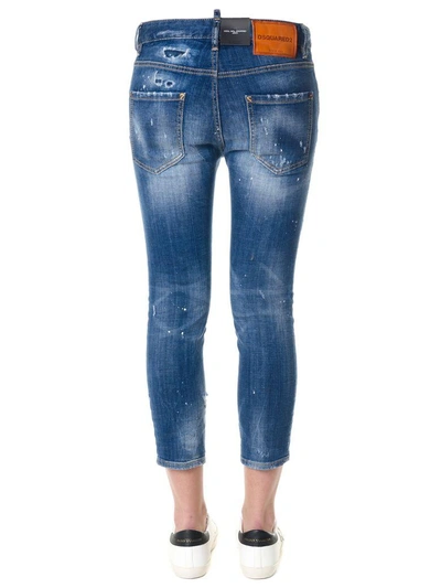 Shop Dsquared2 Stone Wash Denim Jeans With Patch