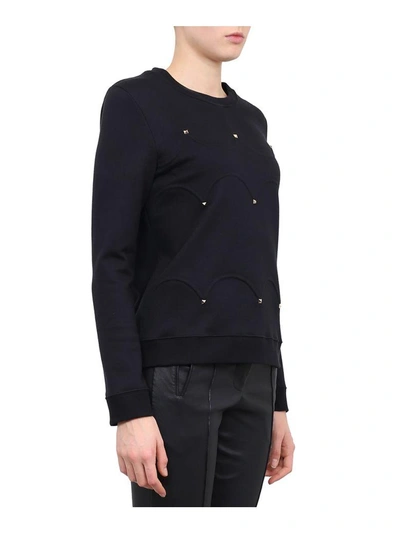 Shop Valentino Studded Cotton Sweatshirt In Nero