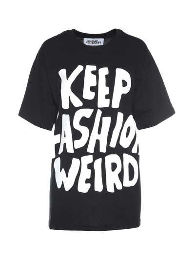 Shop Jeremy Scott Keep Fashion Weird Printed Cotton-jersey T-shirt In Nero