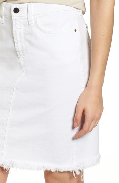 Shop Jen7 Frayed Hem Denim Pencil Skirt In White Fasion