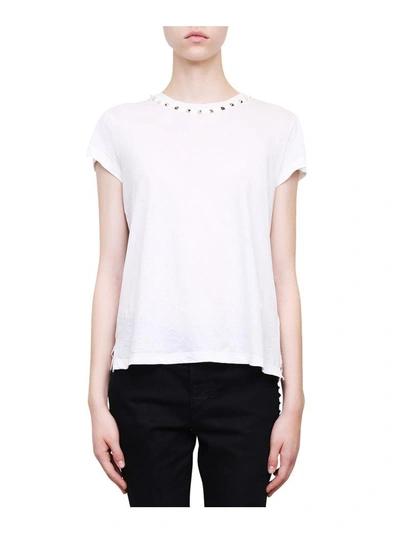 Shop Valentino Rockstud Cotton T-shirt In Bianco