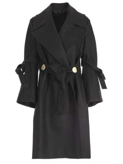 Shop Eudon Choi Cappotto M/l Over Con Cintura In Black