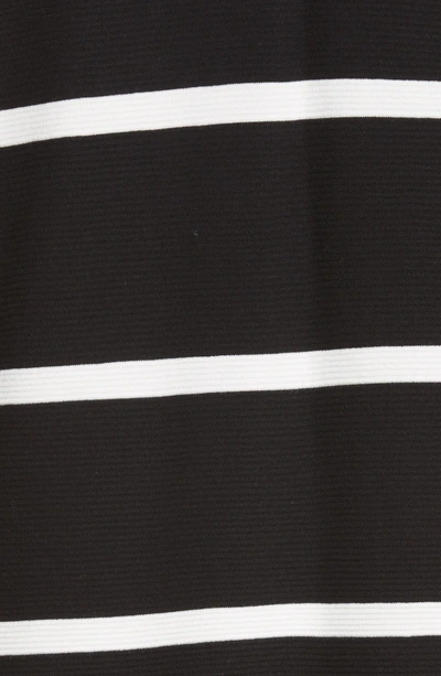 Shop Lafayette 148 Stripe Open Front Long Cardigan In Black/cloud