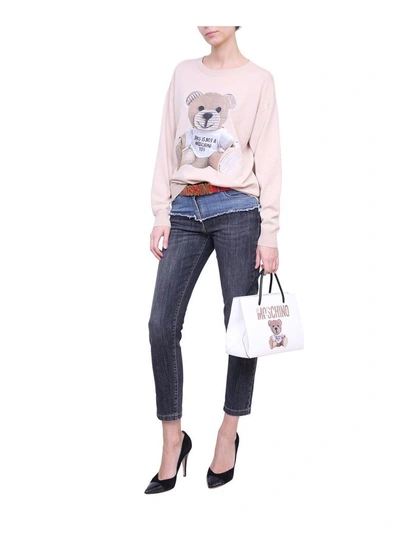 Shop Moschino Bear Wool Sweater In Beige