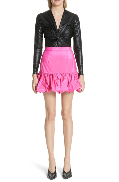 Shop Stella Mccartney Flare Bubble Hem Taffeta Skirt In Bright Pink