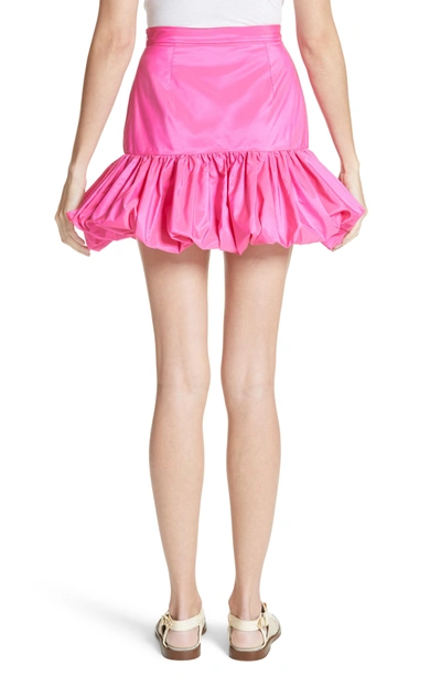 Shop Stella Mccartney Flare Bubble Hem Taffeta Skirt In Bright Pink