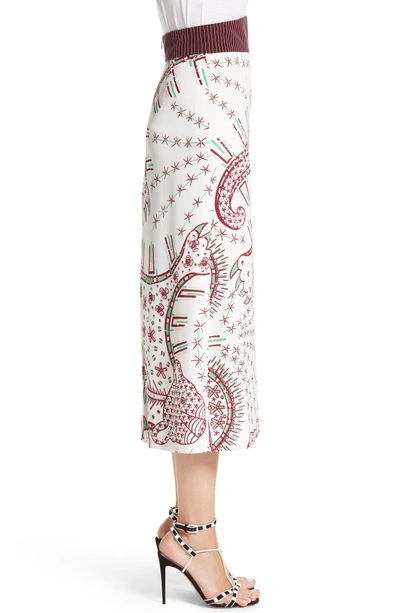 Shop Valentino Leopard Cady Skirt In White Multi