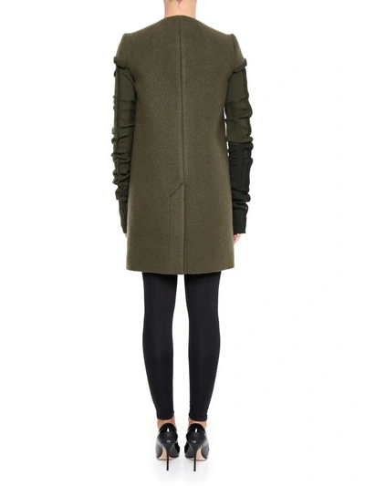 Shop Rick Owens Wool Cloth Coat In Forest|verde