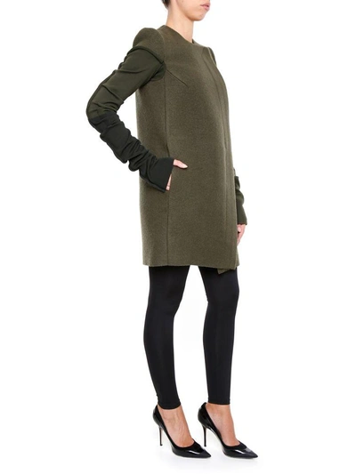 Shop Rick Owens Wool Cloth Coat In Forest|verde