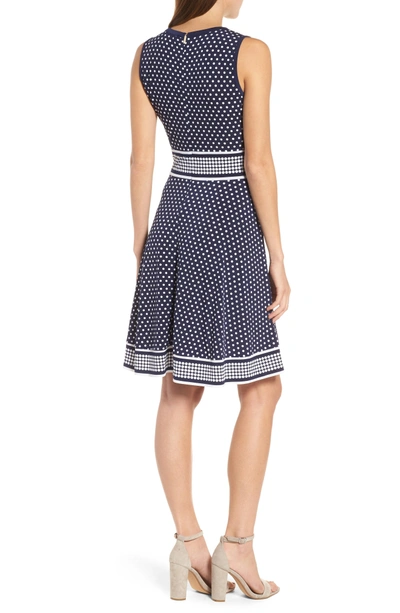 Shop Michael Michael Kors Simple Dot Border Dress In True Navy/ White