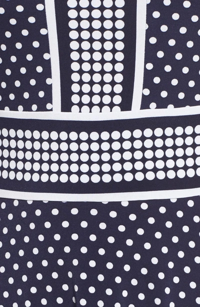 Shop Michael Michael Kors Simple Dot Border Dress In True Navy/ White