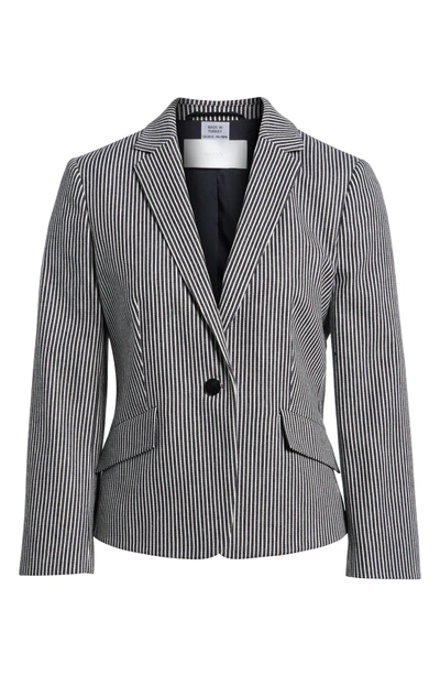Shop Hugo Boss Katemika Stripe Stretch Cotton Suit Jacket In Navy Fantasy