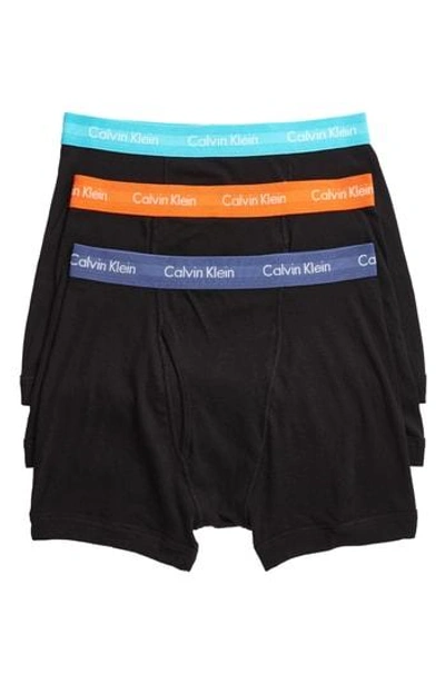Shop Calvin Klein 3-pack Boxer Briefs In Black W/ Sunset/ Blue Multi