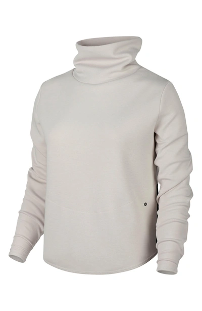 Shop Nike Thermal Pullover Training Top In Light Orewood Brown/ Black