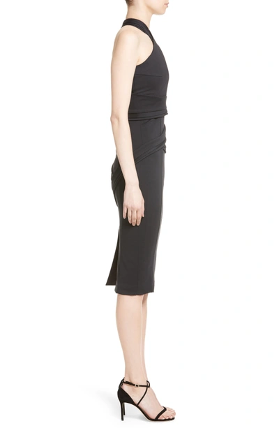 Shop Rachel Gilbert Crossover Halter Scuba Sheath Dress In Black