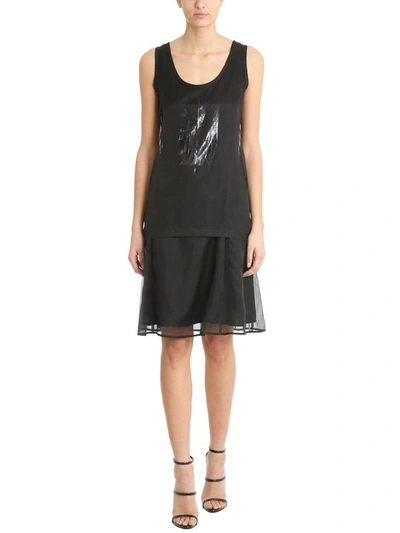 Shop Neil Barrett Black Tulle And Silk Dress