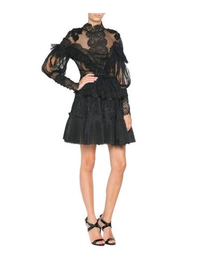 Shop Amen Tulle And Lace Embroidered Blouse In Nero