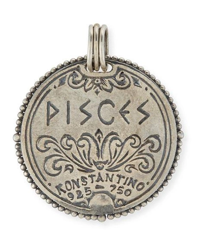 Shop Konstantino Pisces Carved Zodiac Pendant With Diamonds In Silver/gold