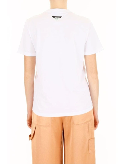 Shop Prada Crew Neck T-shirt In Bianco+giabianco